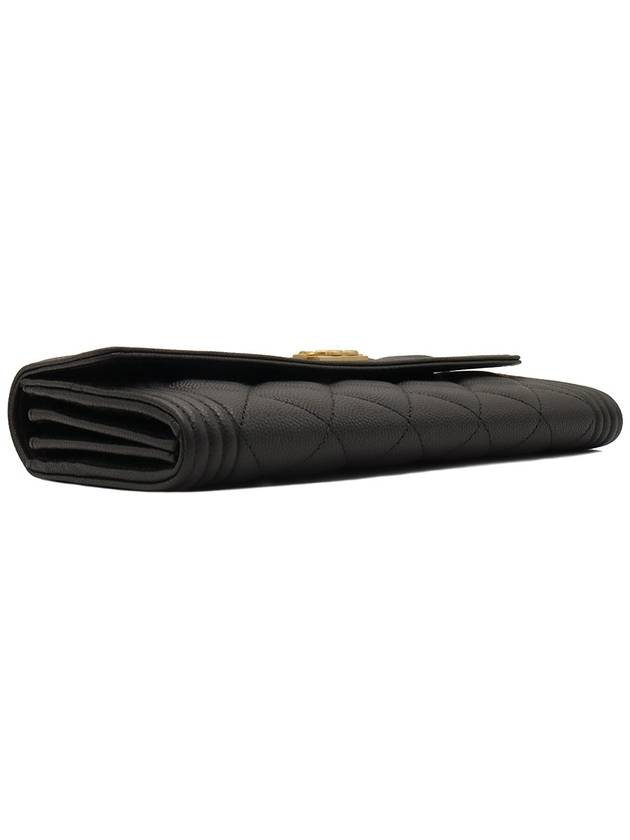 Black caviar gold boy long flap wallet Chanel