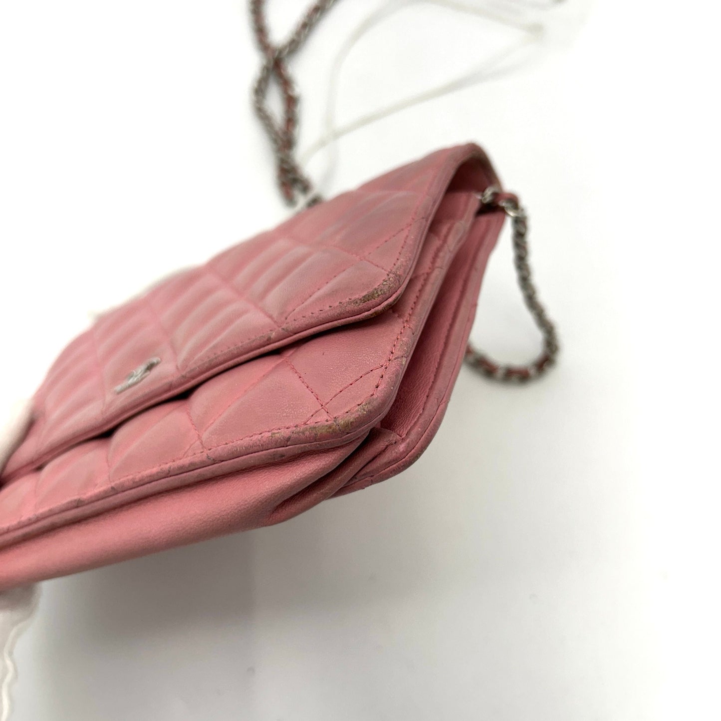 Chanel Lambskin Quilted Wallet on Chain WOC Pink LA22262