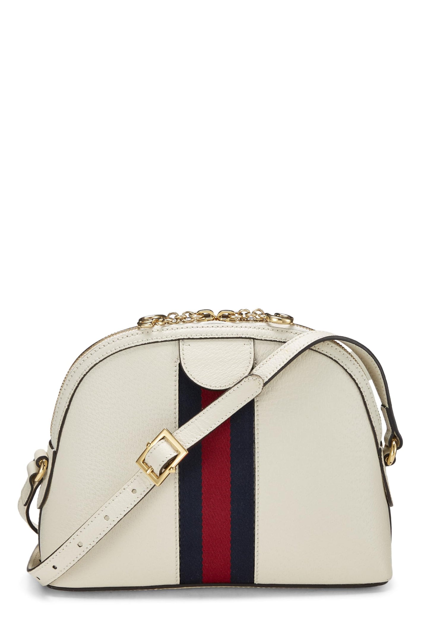 Gucci, White Leather Ophidia Dome Shoulder Bag, White