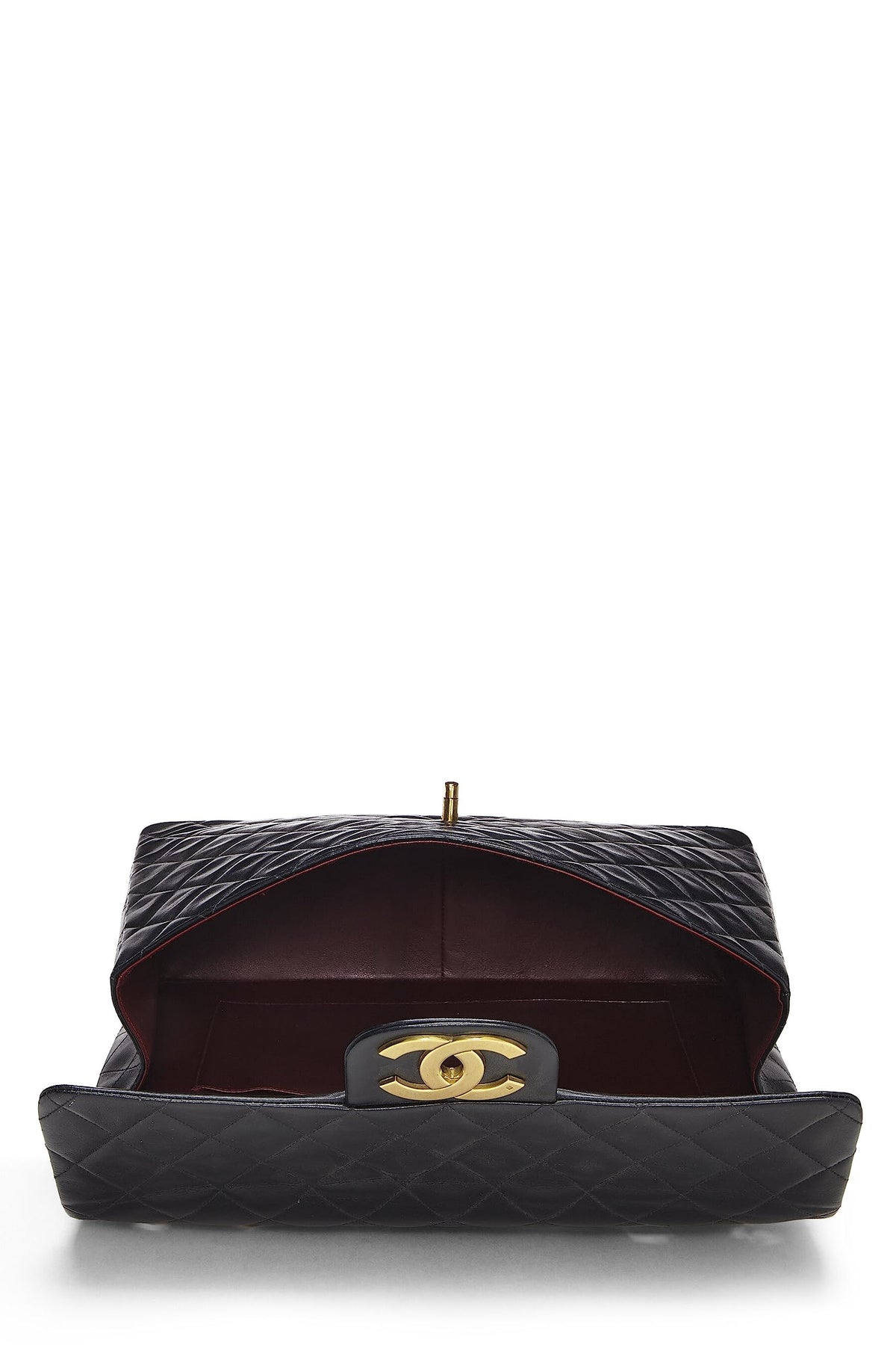 Chanel,  Black Quilted Lambskin Half Flap Maxi, Black