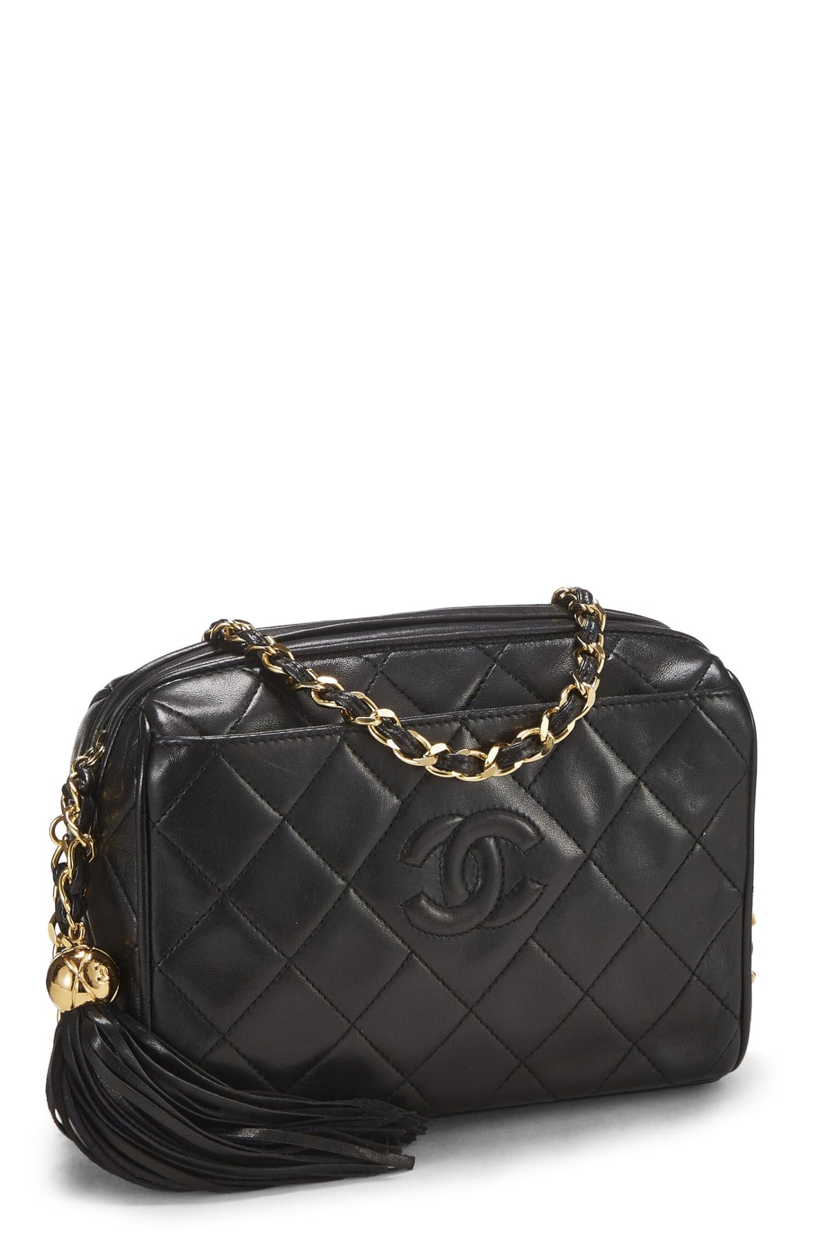 Chanel,  Black Lambskin Pocket Camera Bag Mini, Black