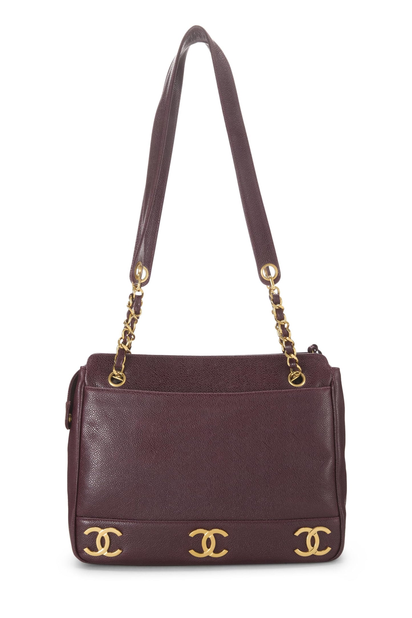Chanel,  Burgundy Caviar 3 'CC' Tote Large, Burgundy