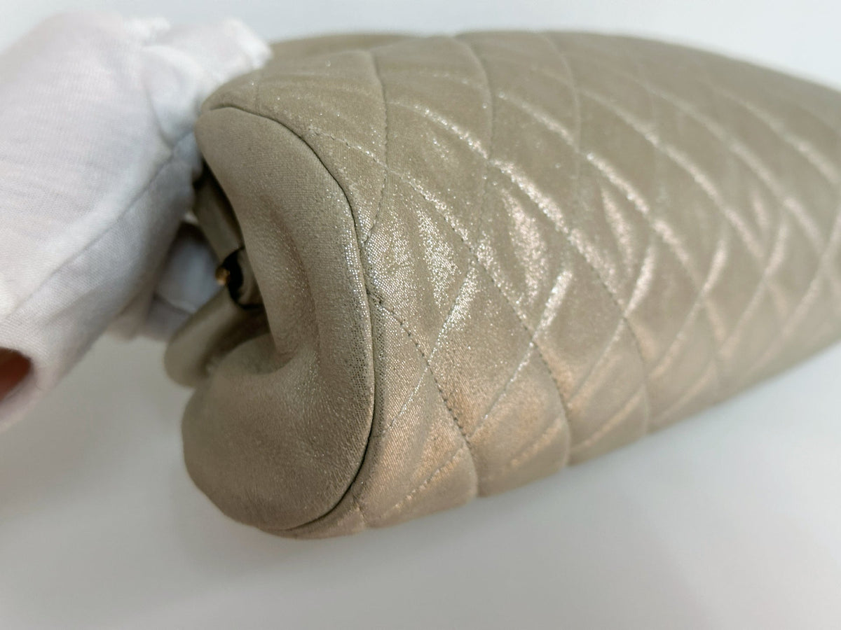 Chanel Timeless Clutch Bag shinny gold beige colour