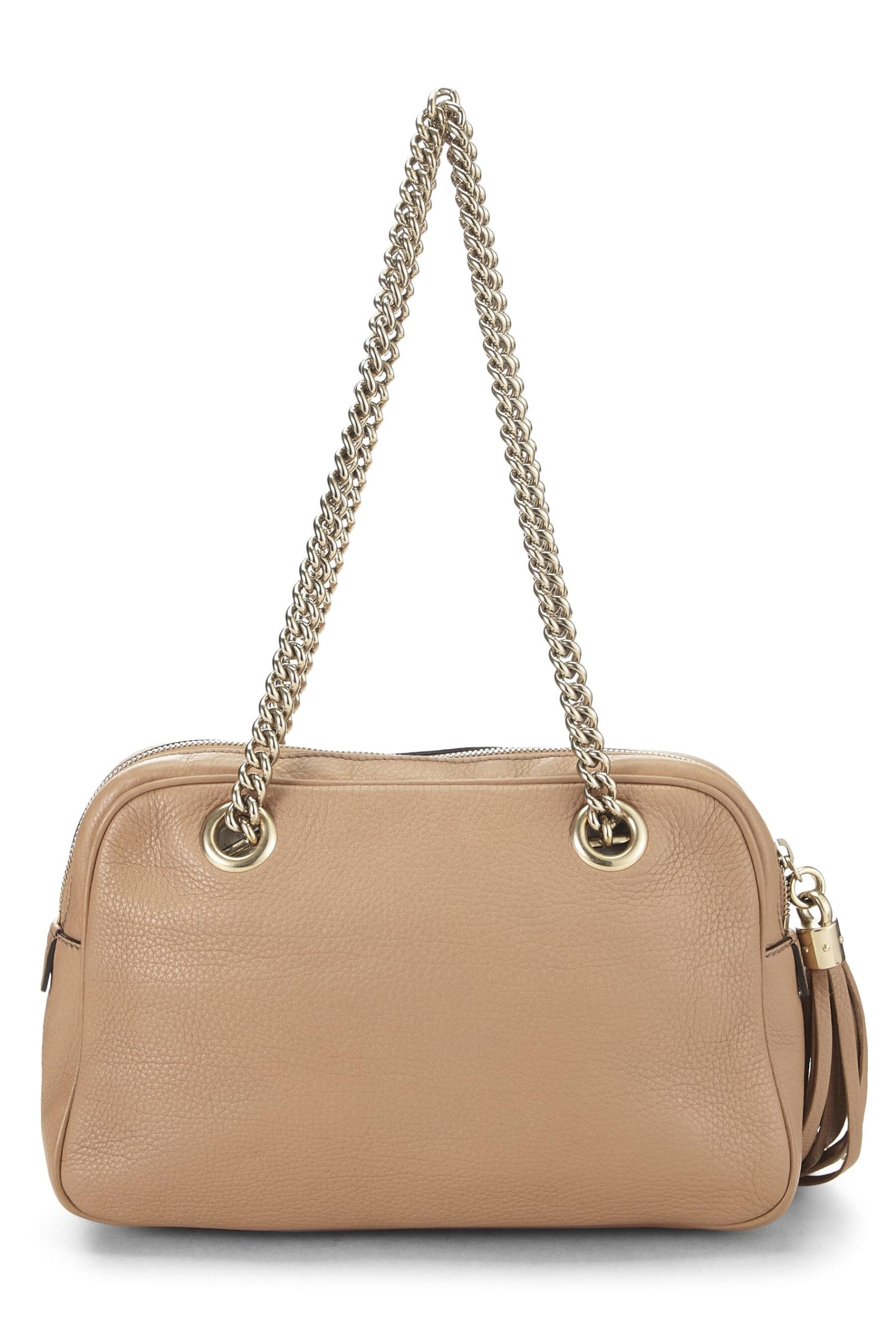 Gucci, Beige Grained Leather Soho Chain Shoulder Bag, Beige