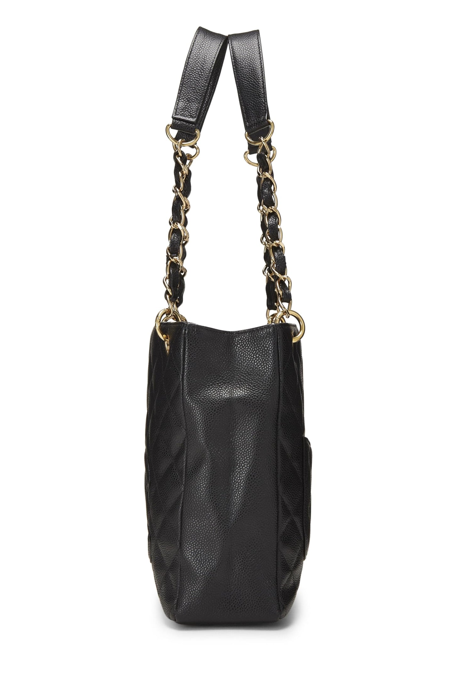 Chanel,  Black Quilted Caviar Petite Shopping Tote (PST), Black