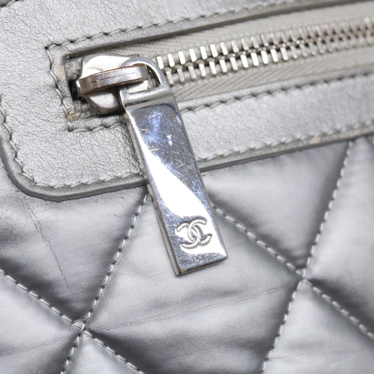 Top Quality Chanel Cococoon Hand Bag Nylon Silver CC Auth 71571