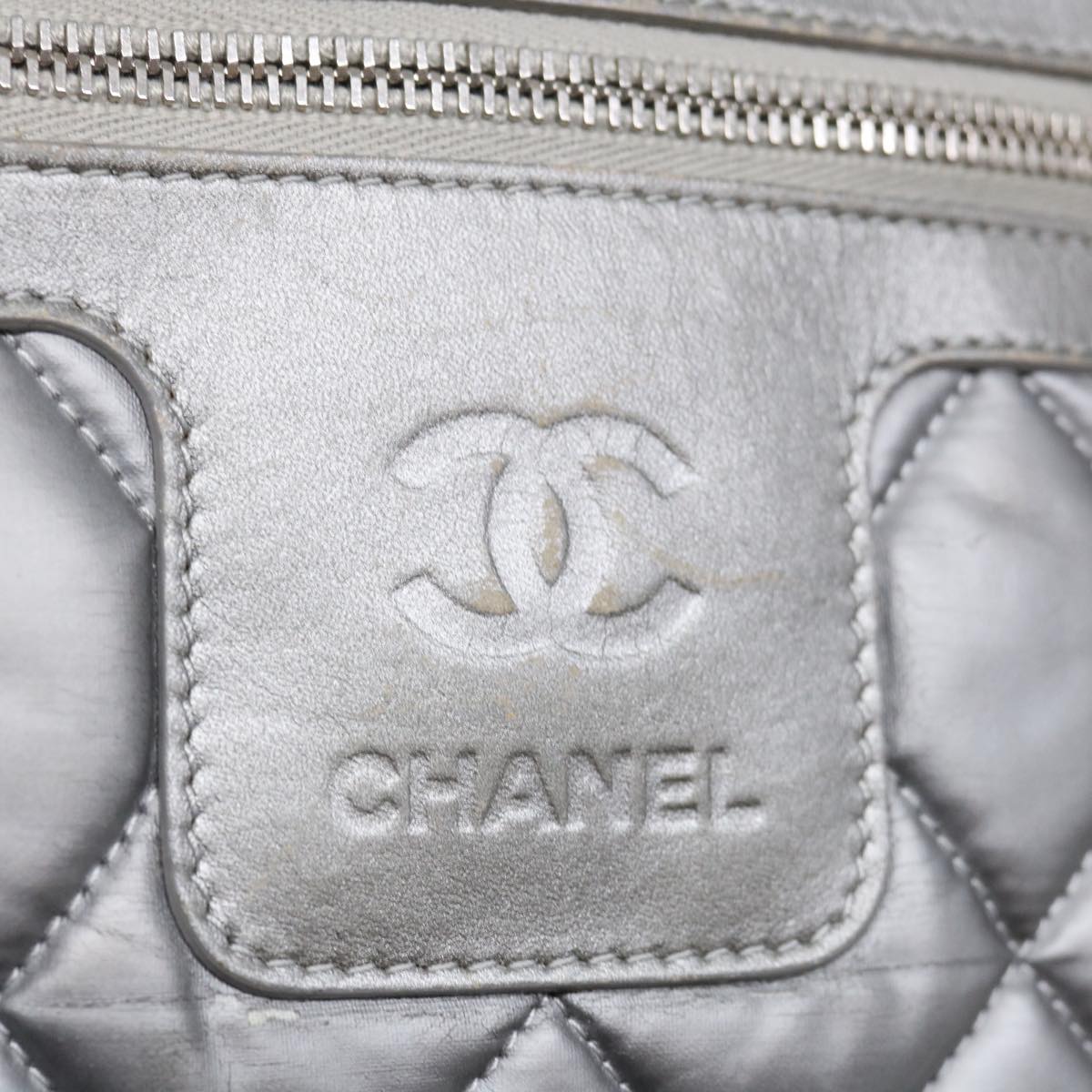 Top Quality Chanel Cococoon Hand Bag Nylon Silver CC Auth 71571