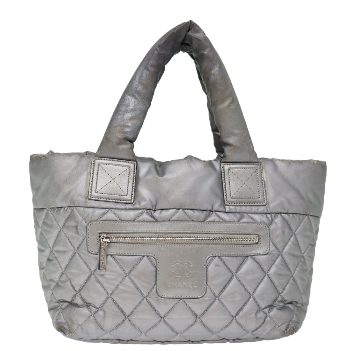 Top Quality Chanel Cococoon Hand Bag Nylon Silver CC Auth 71571