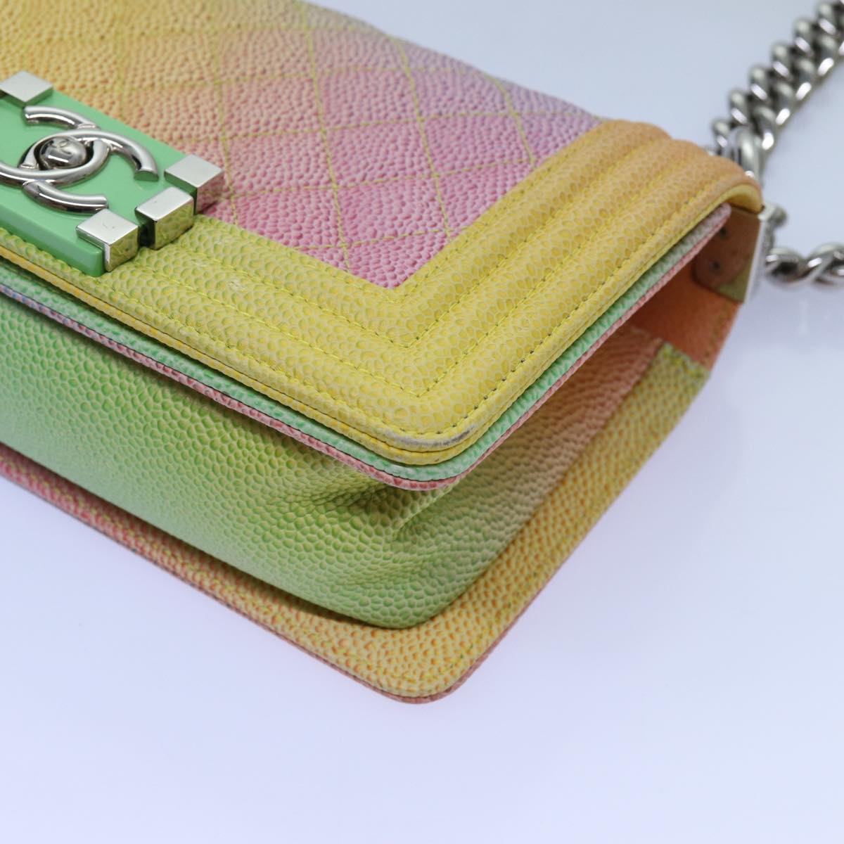 Top Quality Chanel Matelasse Boy  Chain Shoulder Bag Leather Rainbow CC Auth 71579S
