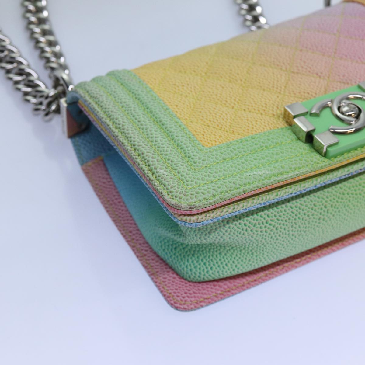 Top Quality Chanel Matelasse Boy  Chain Shoulder Bag Leather Rainbow CC Auth 71579S