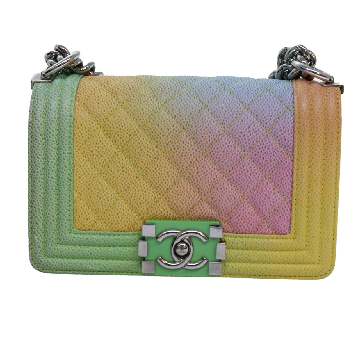 Top Quality Chanel Matelasse Boy  Chain Shoulder Bag Leather Rainbow CC Auth 71579S