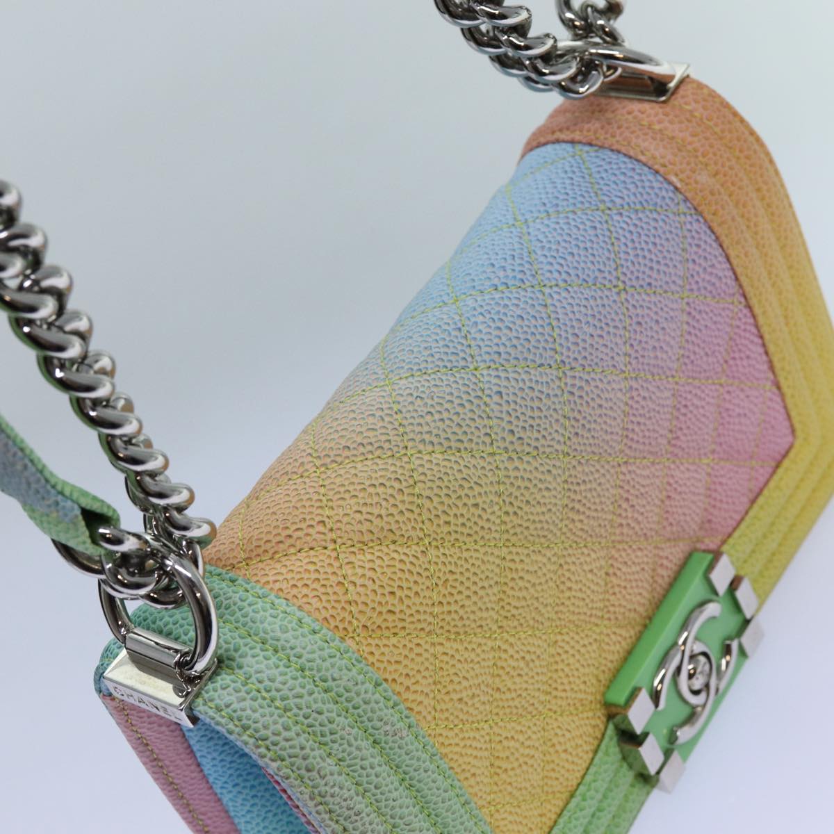 Top Quality Chanel Matelasse Boy  Chain Shoulder Bag Leather Rainbow CC Auth 71579S