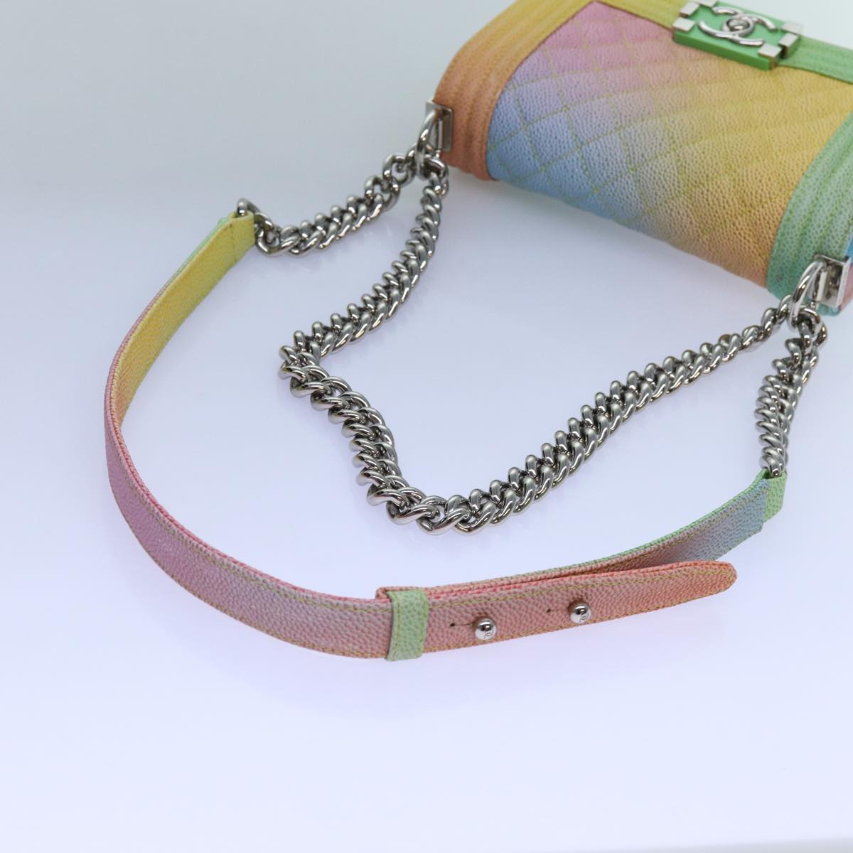 Top Quality Chanel Matelasse Boy  Chain Shoulder Bag Leather Rainbow CC Auth 71579S