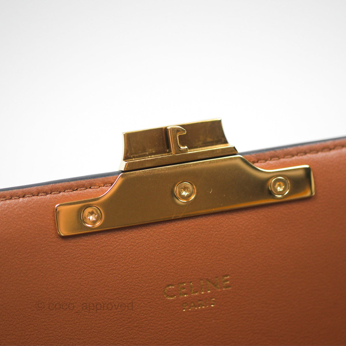 Celine Chain Shoulder Bag Claude in Triomphe Canvas Tan