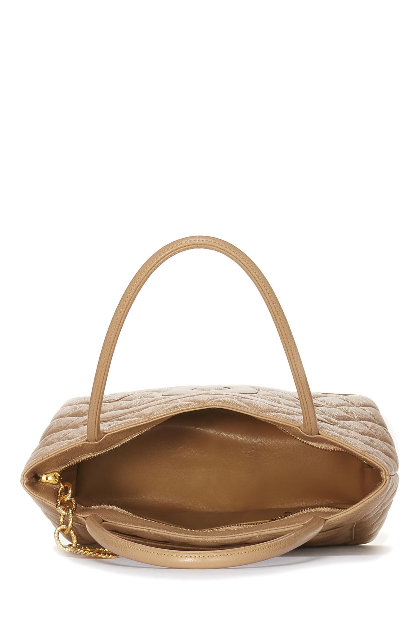 Chanel,  Beige Quilted Caviar Medallion Tote, Beige