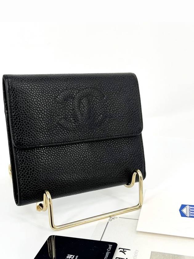 Logo caviar bifold wallet black Chanel