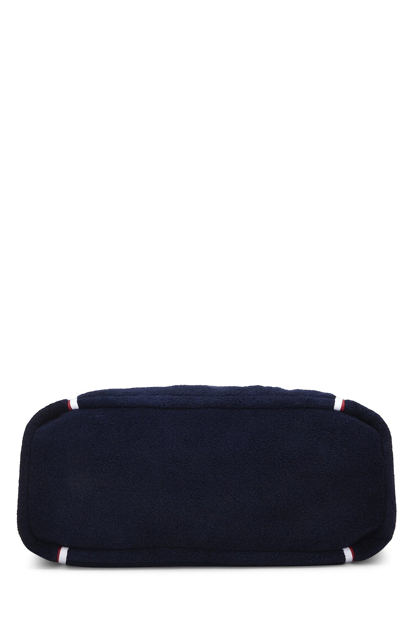 Chanel,  Navy Terry Cloth & Silver Nylon Reversible Airlines Tote Large, Silver