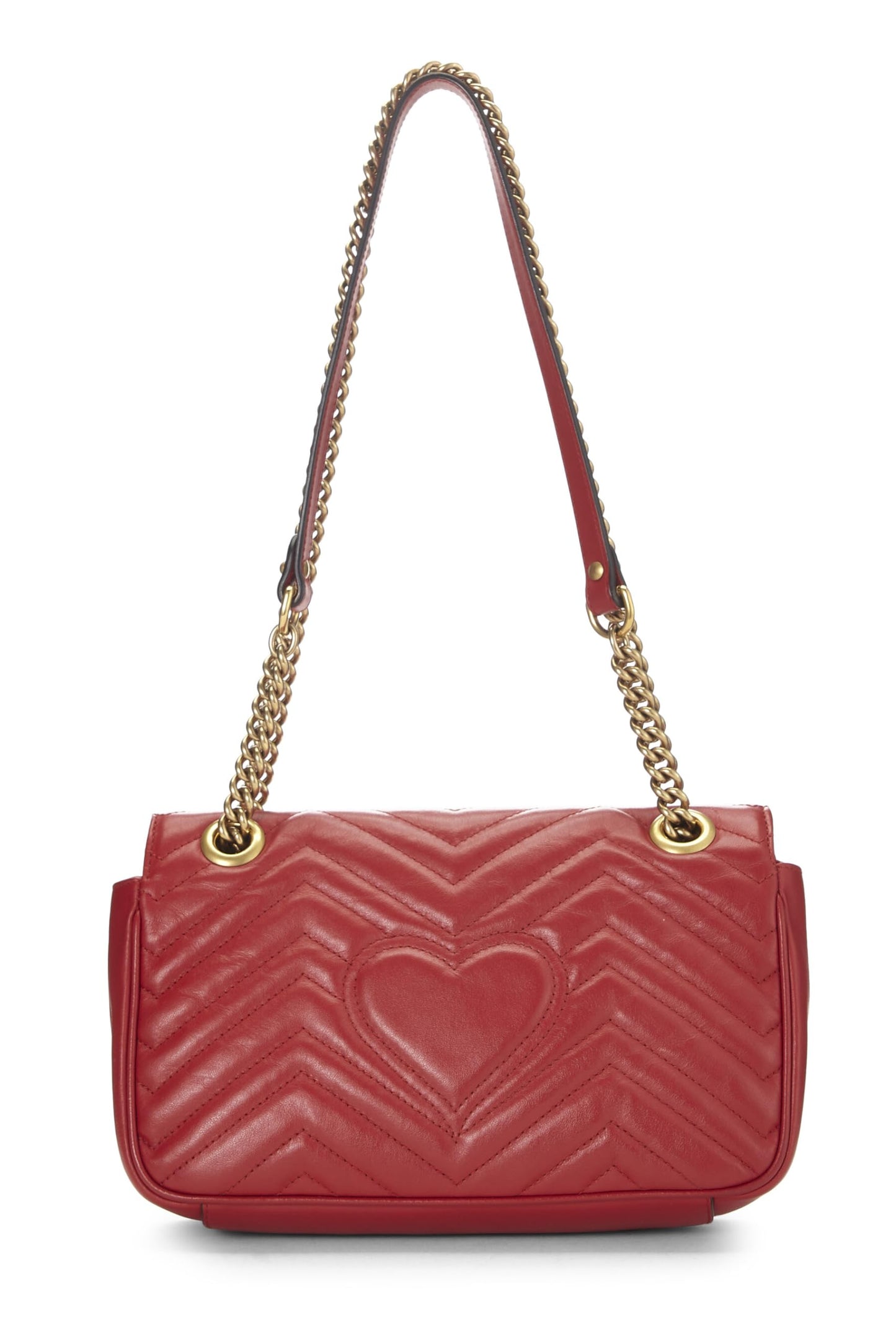 Gucci, Red Leather GG Marmont Shoulder Bag Small, Red