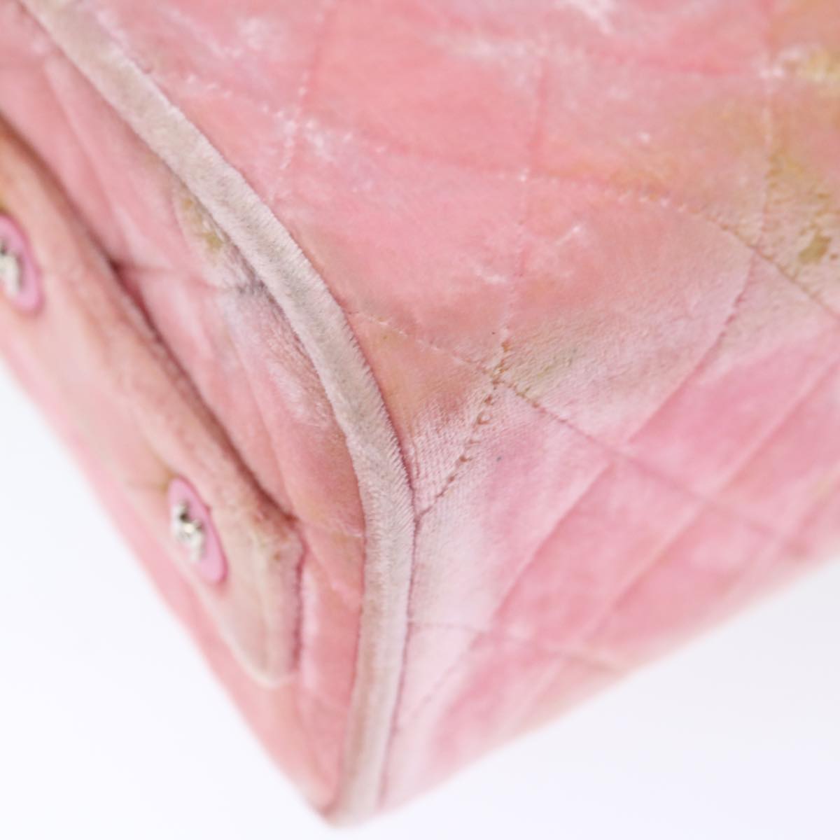 Top Quality Chanel Matelasse Hand Bag Velor Pink CC Auth 71634A