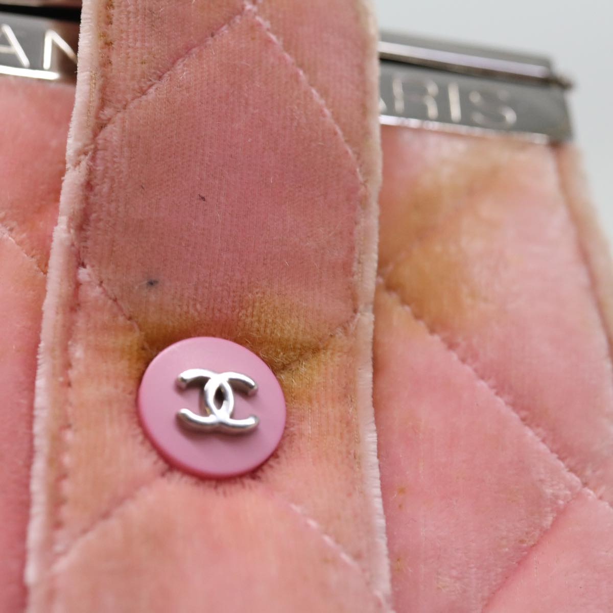 Top Quality Chanel Matelasse Hand Bag Velor Pink CC Auth 71634A