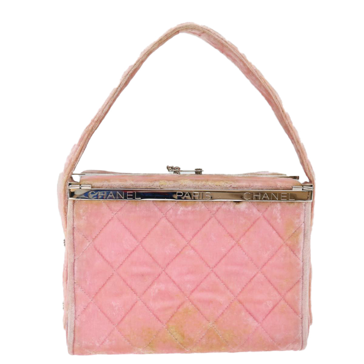 Top Quality Chanel Matelasse Hand Bag Velor Pink CC Auth 71634A