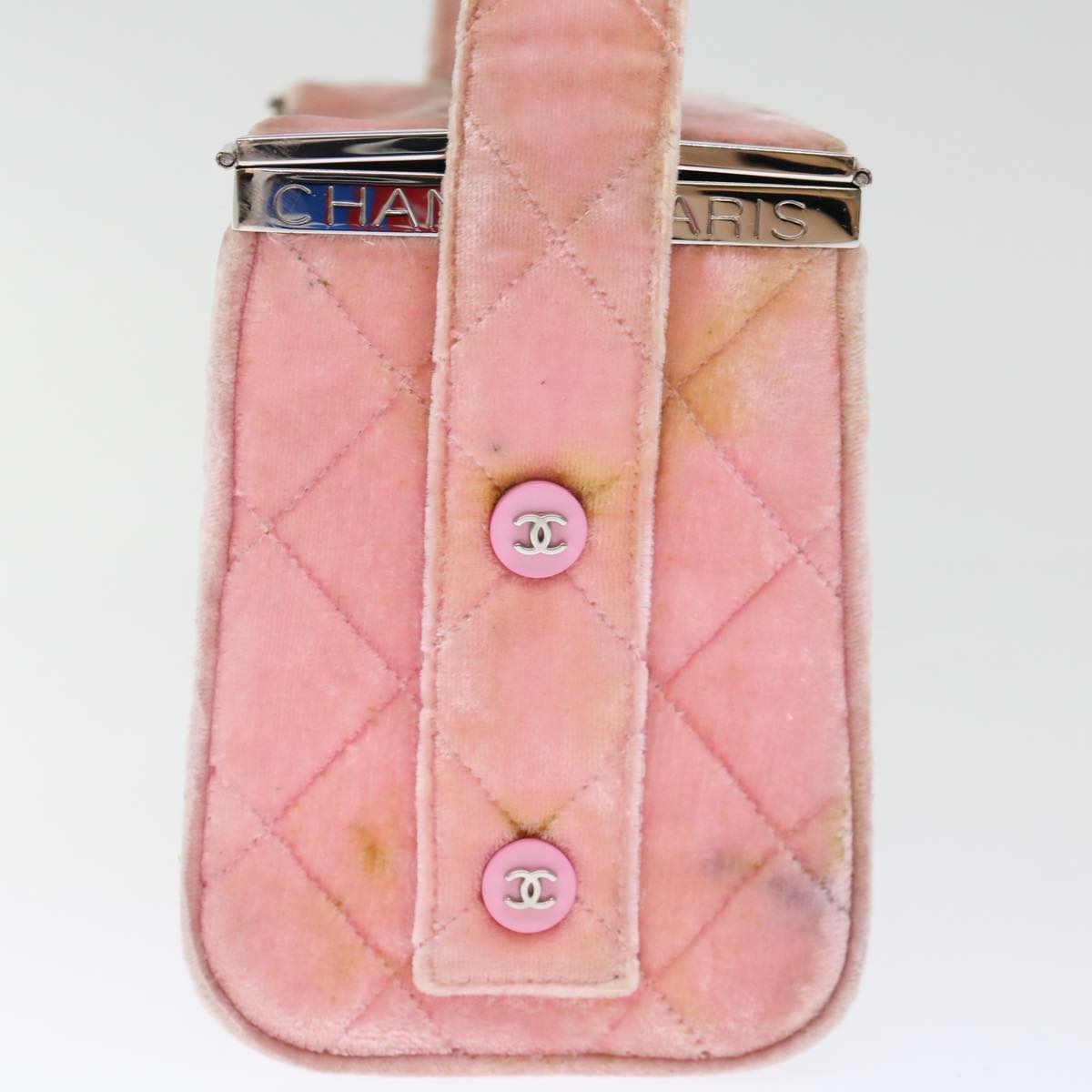 Top Quality Chanel Matelasse Hand Bag Velor Pink CC Auth 71634A