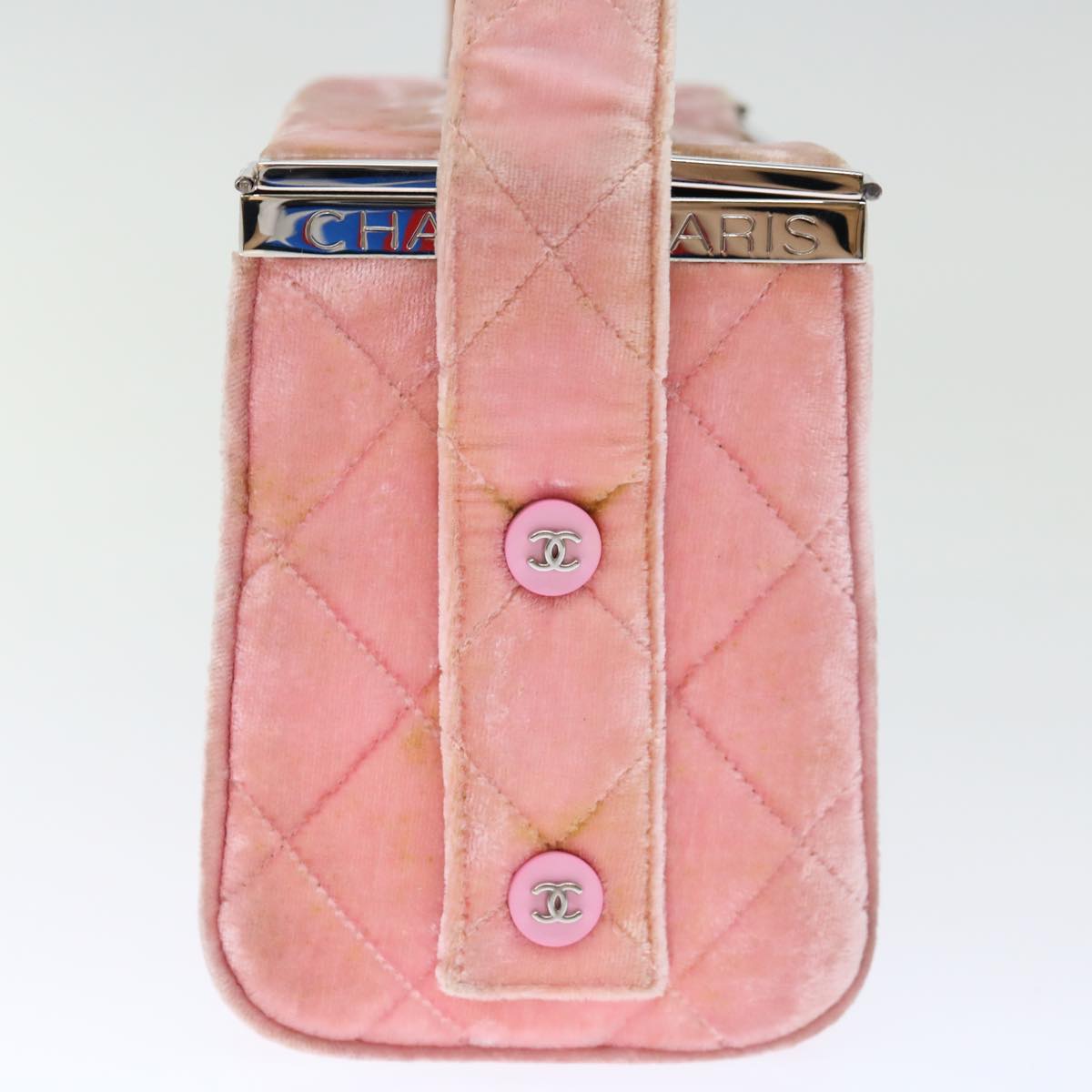 Top Quality Chanel Matelasse Hand Bag Velor Pink CC Auth 71634A