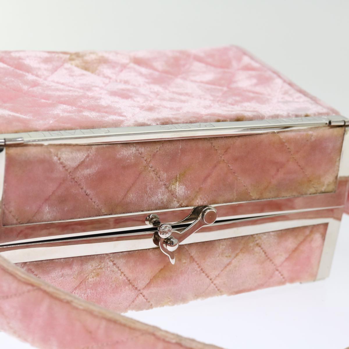Top Quality Chanel Matelasse Hand Bag Velor Pink CC Auth 71634A