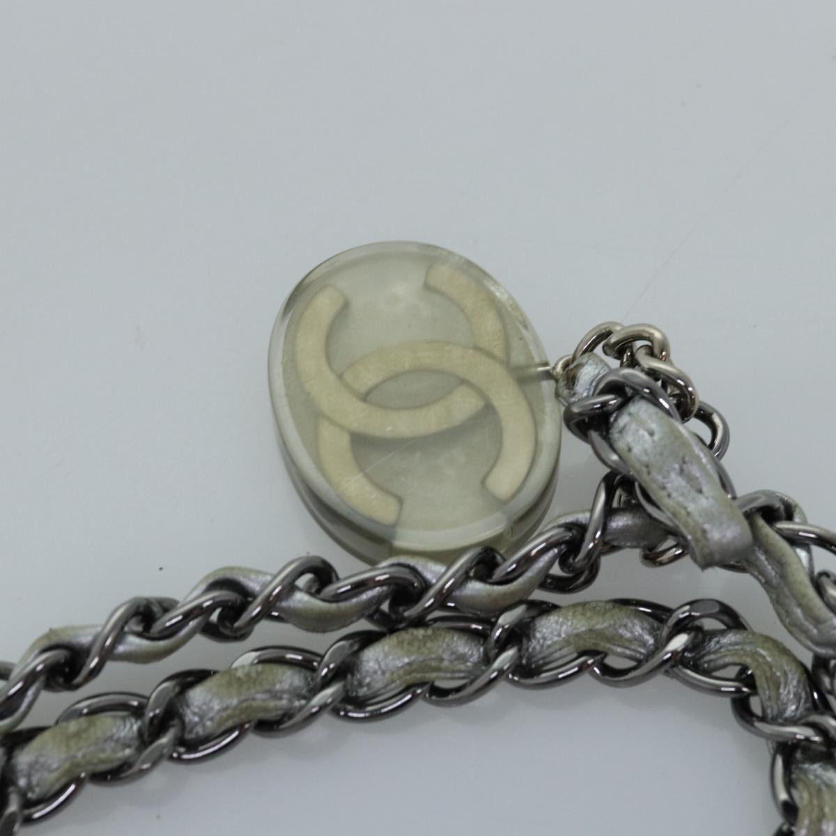 Top Quality Chanel Ice Cube Chain Shoulder Bag Vinyl 2way Silver CC Auth 71650