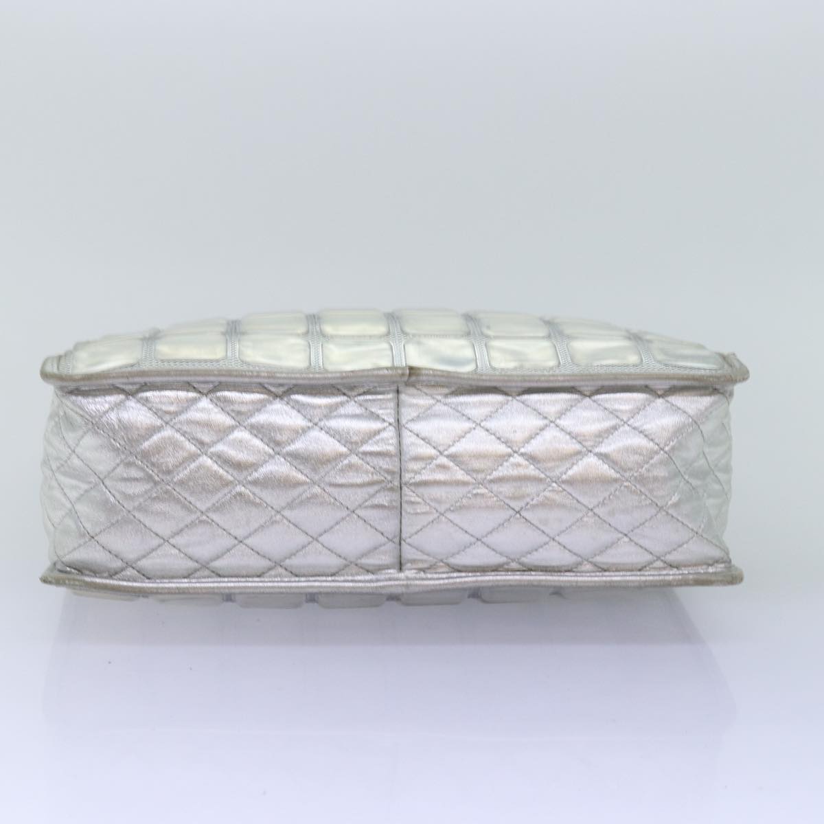 Top Quality Chanel Ice Cube Chain Shoulder Bag Vinyl 2way Silver CC Auth 71650