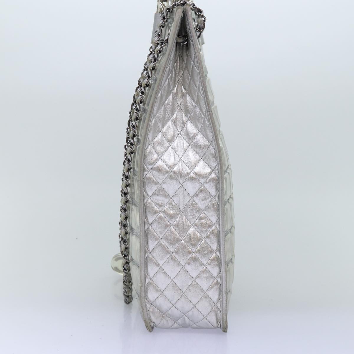 Top Quality Chanel Ice Cube Chain Shoulder Bag Vinyl 2way Silver CC Auth 71650