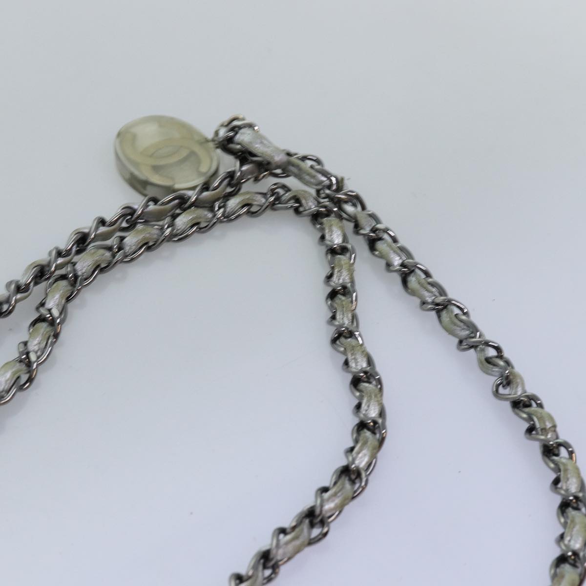 Top Quality Chanel Ice Cube Chain Shoulder Bag Vinyl 2way Silver CC Auth 71650