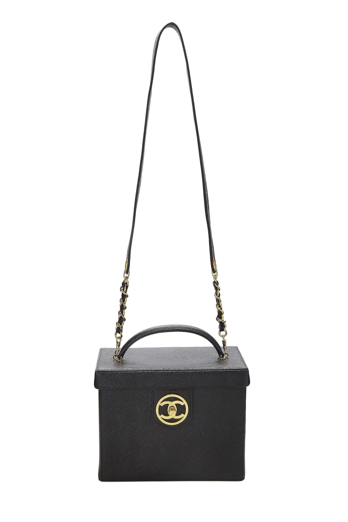 Chanel,  Black Caviar Circle 'CC' Vanity Large, Black