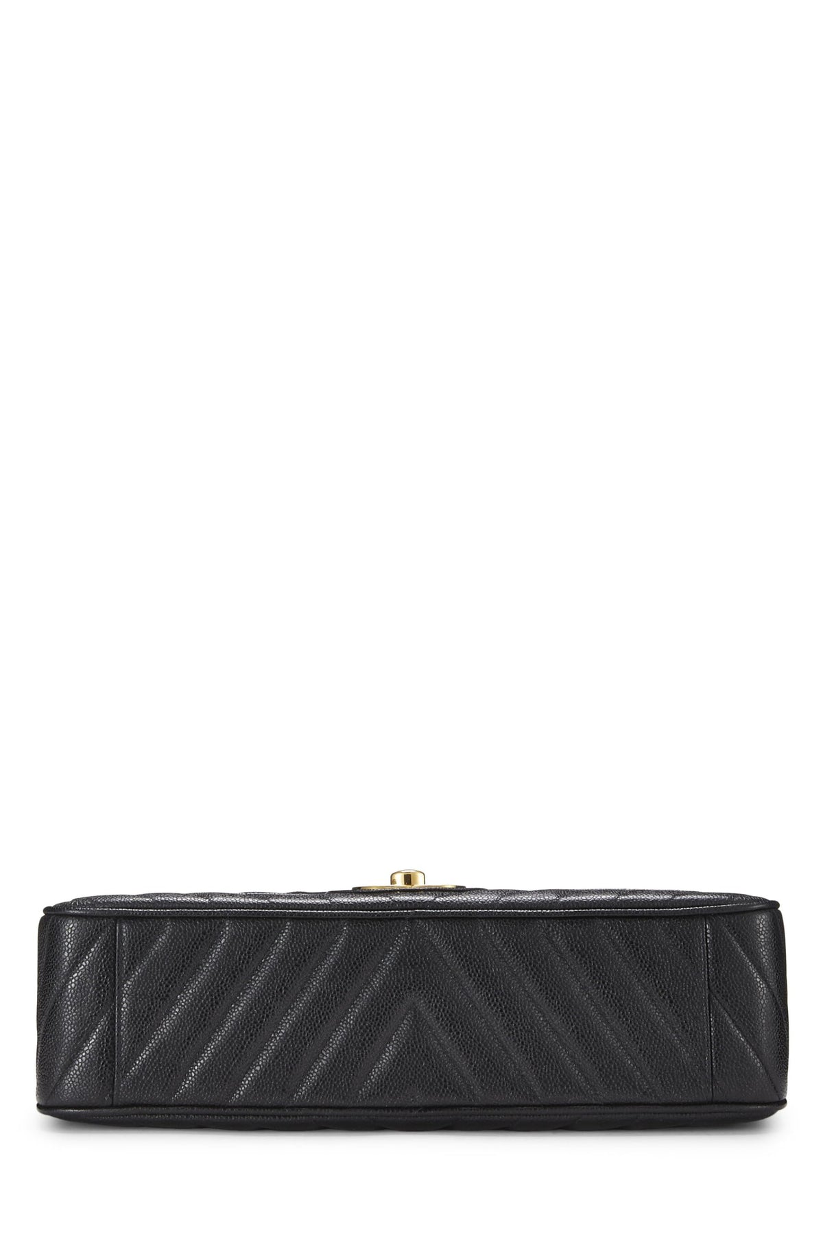 Chanel,  Black Chevron Caviar Half Flap Maxi, Black