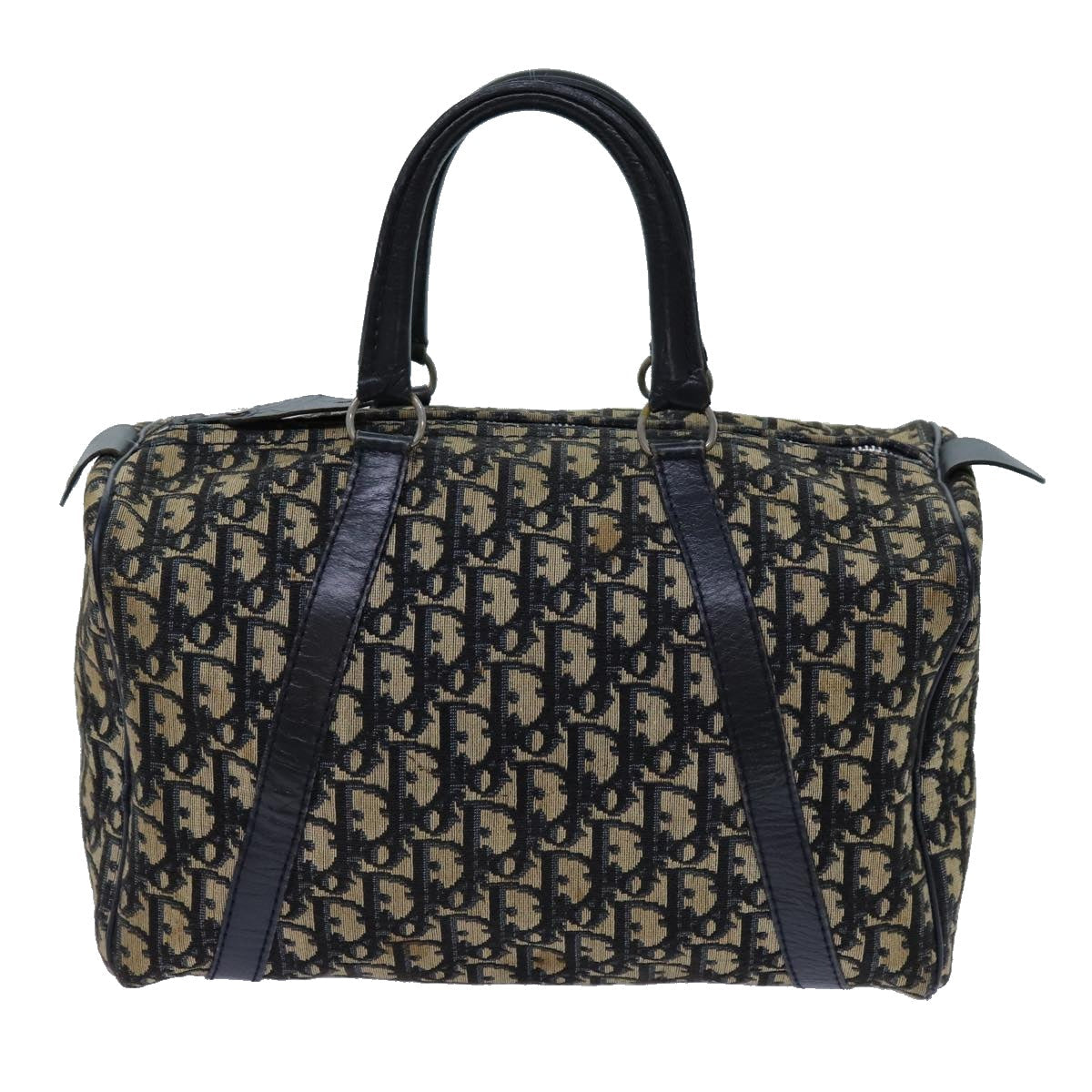 CHRISTIAN DIOR Trotter Canvas Boston Bag Navy Auth 71778