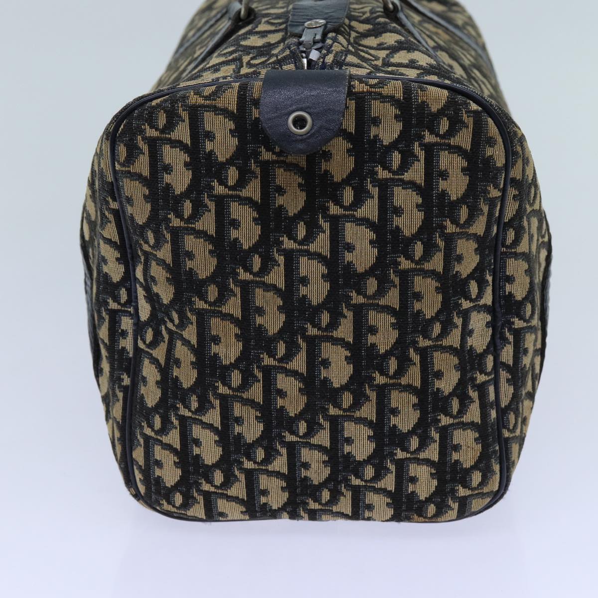 CHRISTIAN DIOR Trotter Canvas Boston Bag Navy Auth 71778