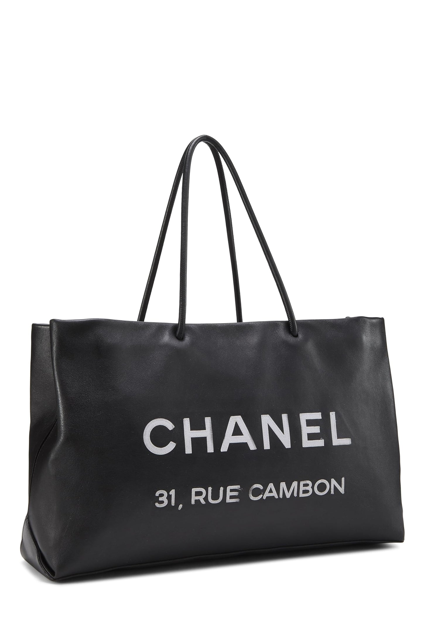 Chanel,  Black Leather Essential Rue Cambon Shopping Tote Medium, Black