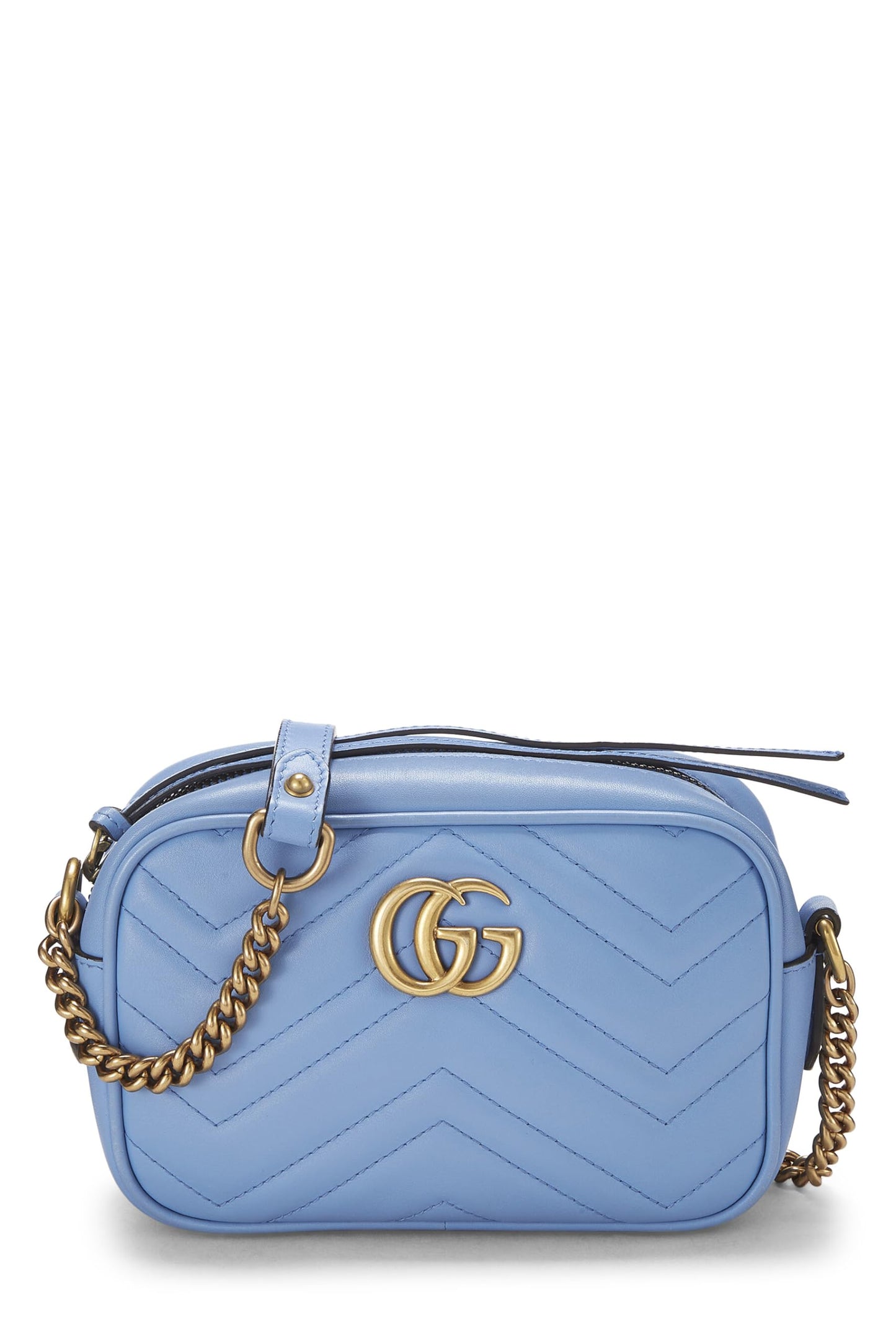 Gucci, Blue Leather GG Marmont Crossbody Mini, Blue