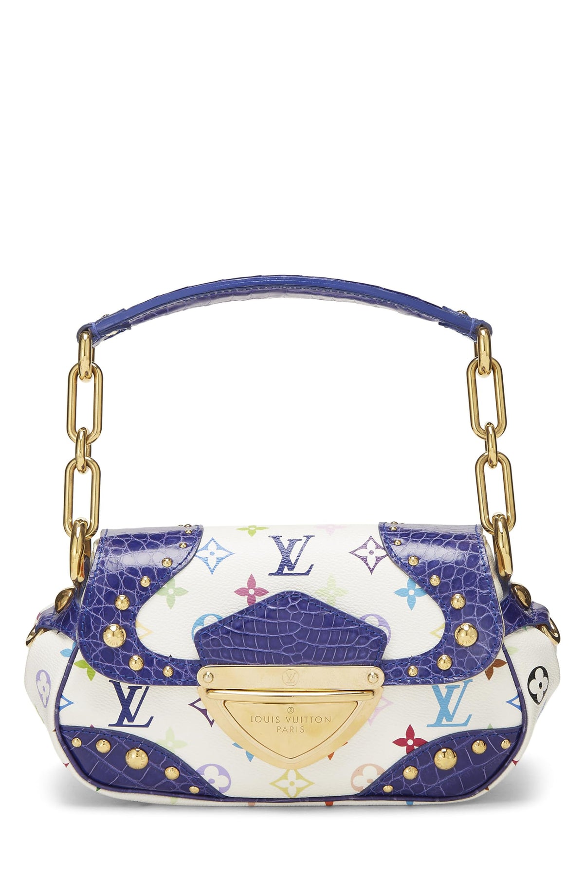 Louis Vuitton,  Takashi Murakami x Louis Vuitton White Monogram Multicolore Croc Marilyn, Blue