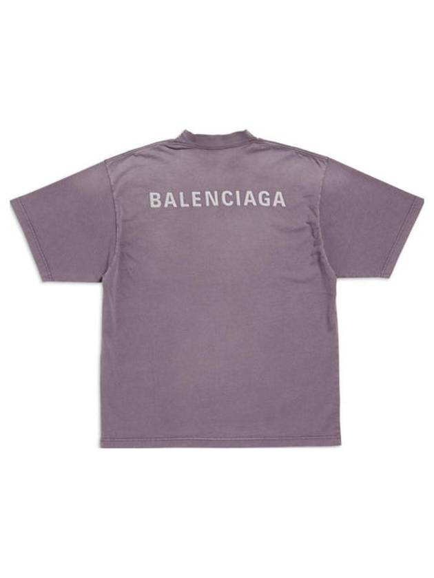 Luxury Balenciaga  Logo Print Short Sleeve T-Shirt Purple