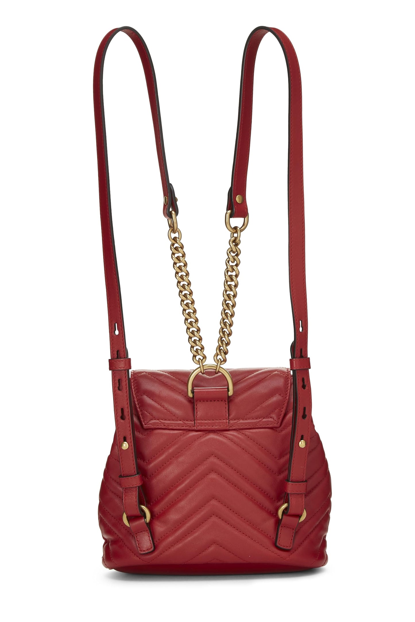 Gucci, Red Leather GG Marmont Backpack Small, Red