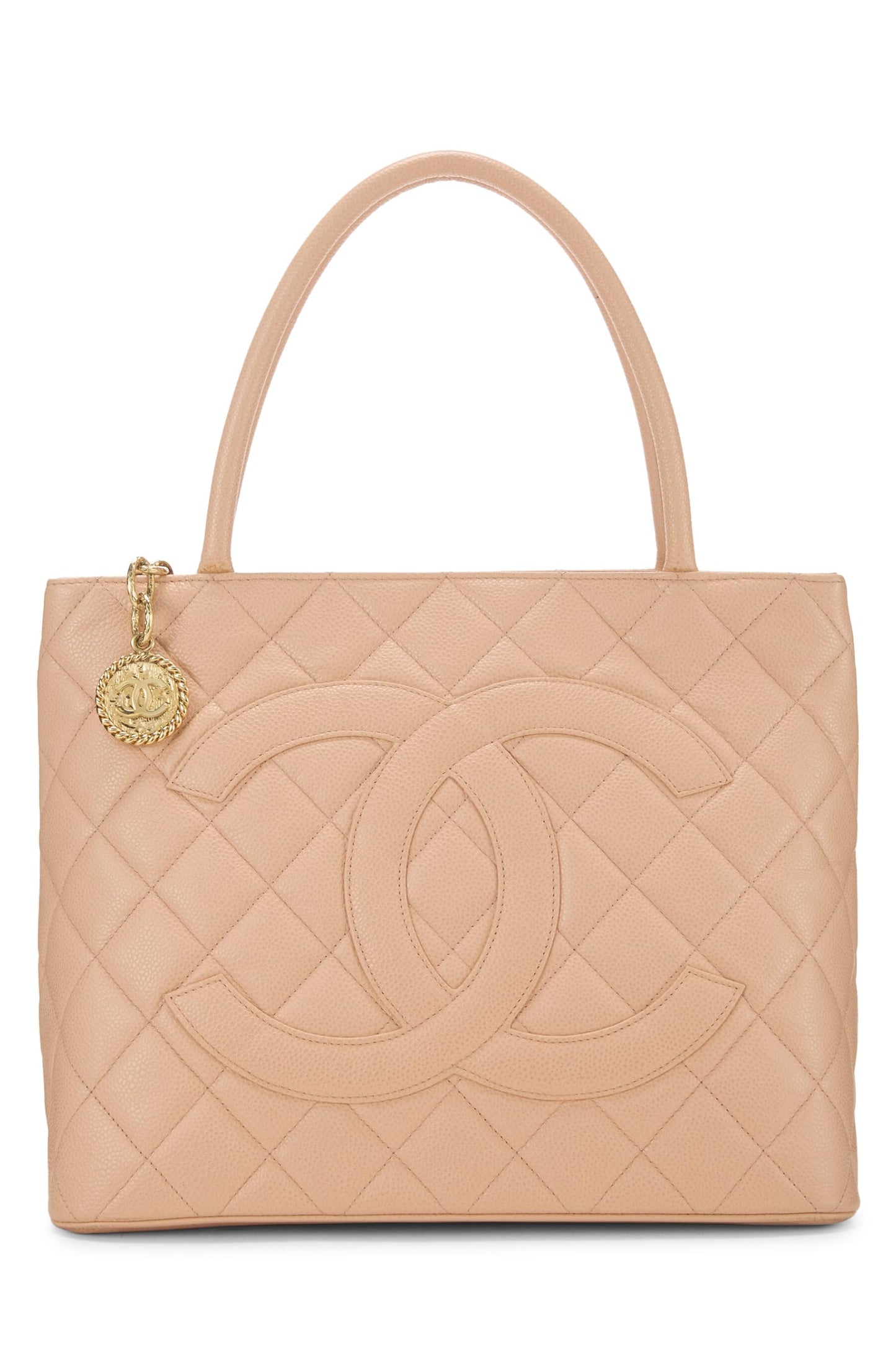 Chanel,  Pink Quilted Caviar Medallion Tote, Pink