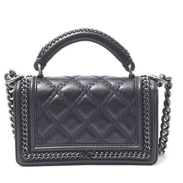 Chanel Matelassé Boy Chanel Top Handle 2way Chain Shoulder Bag Leather Handbag