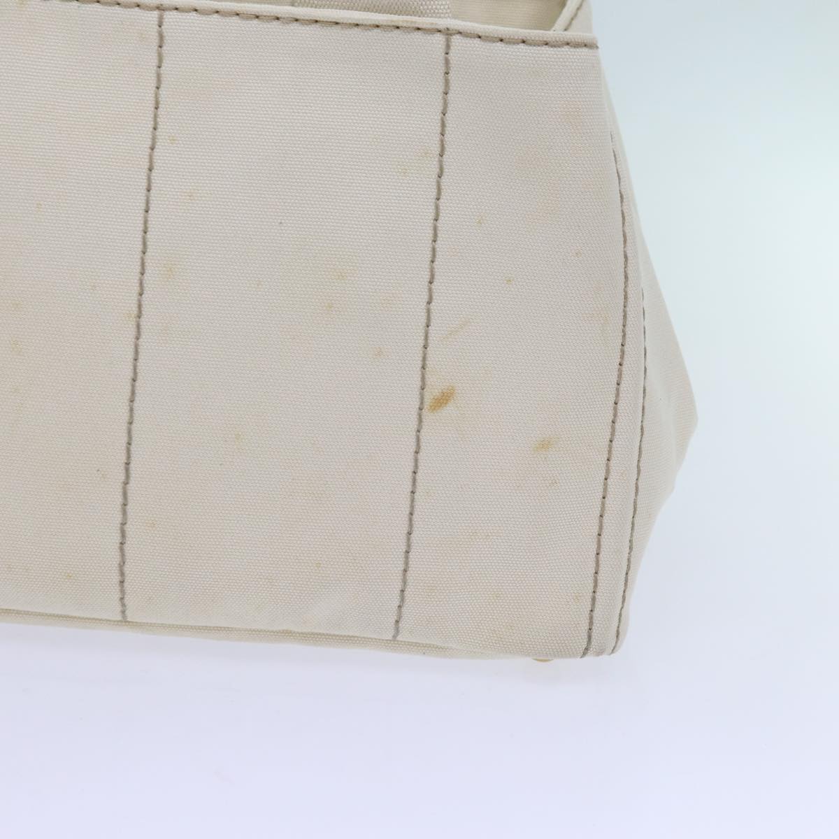 PRADA Canapa MM Hand Bag Canvas White Auth 71877