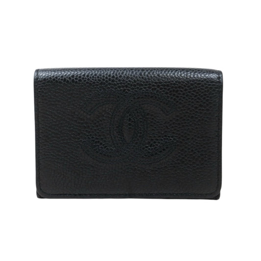 Very Good ( Rank A)｜CHANEL Caviar Skin Leather Calf Leather Wallet Black Made In 2019 Year｜VT25030132