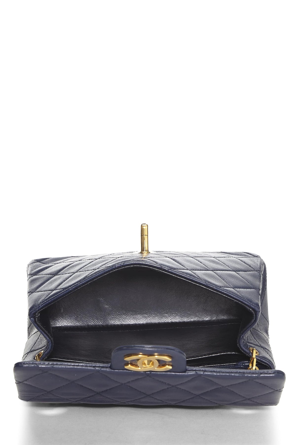 Chanel,  Navy Quilted Lambskin Half Flap Mini, Navy