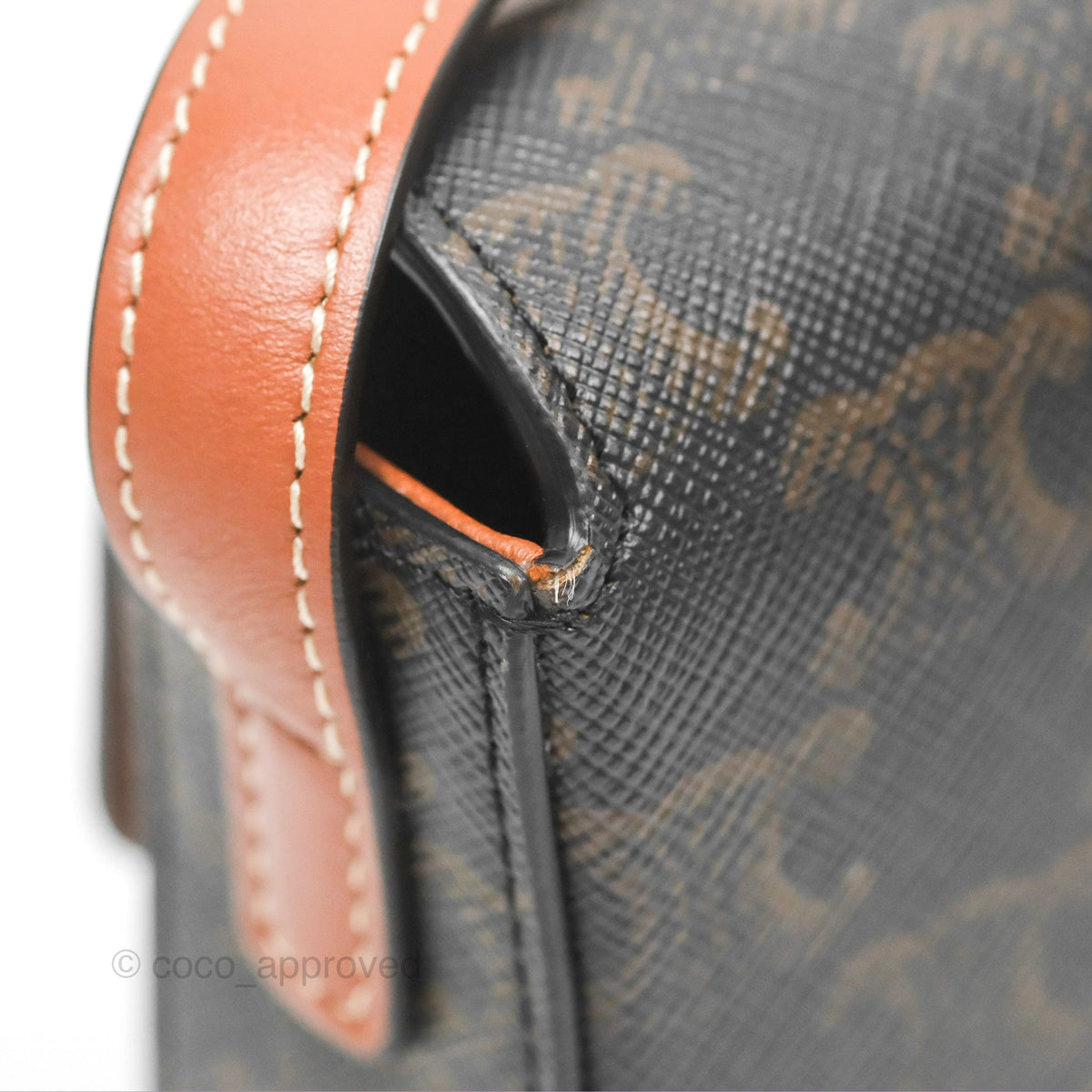 Celine Triomphe Shoulder Bag Tan Calfskin Triomphe Canvas