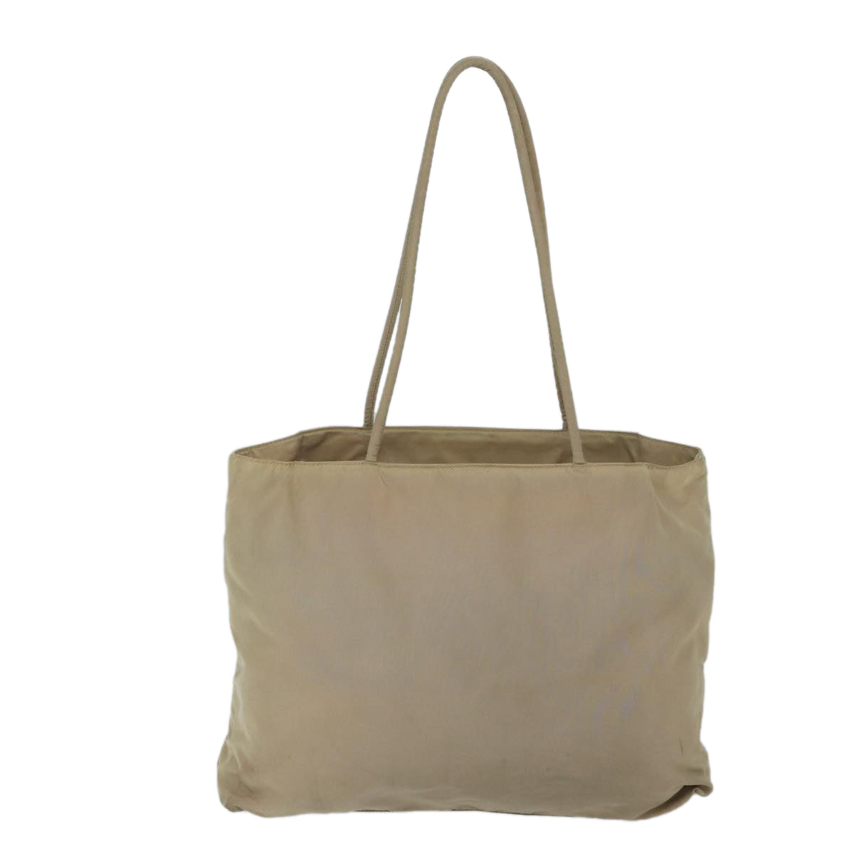 PRADA Tote Bag Nylon Beige Auth 71910