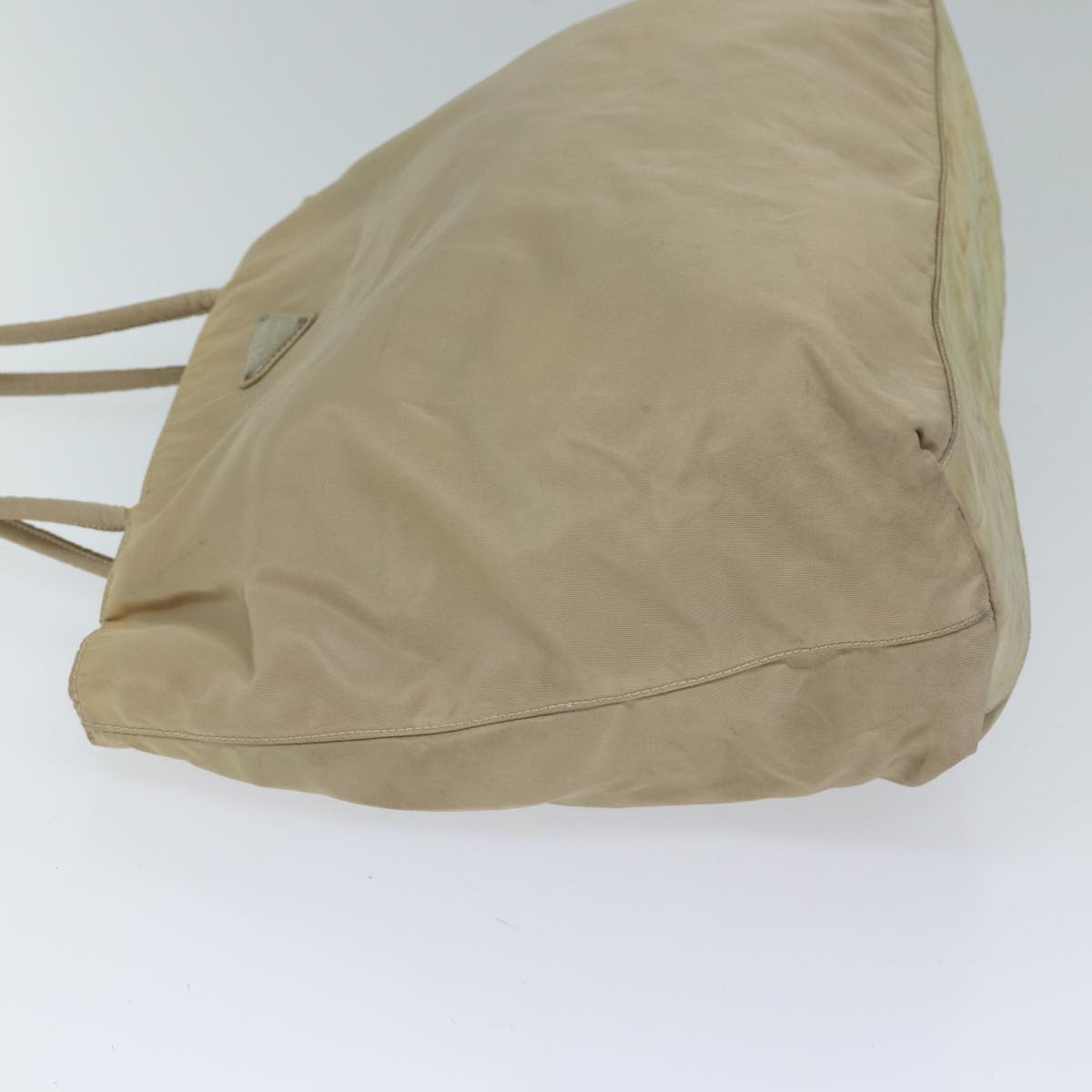 PRADA Tote Bag Nylon Beige Auth 71910