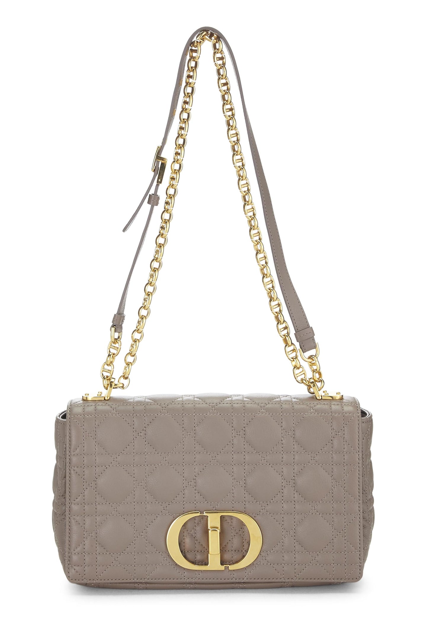 Dior,  Beige Cannage Calfskin Caro Bag Medium, Grey
